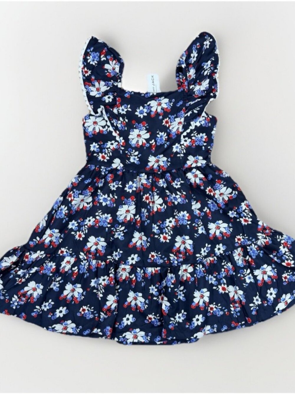 Janie and Jack Navy Blue Floral Dress Size 6 Square Neck JJ Resort 1 2024